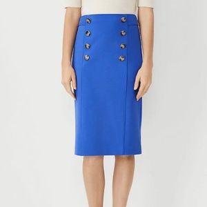 Ann Taylor Sailor Button Pencil Skirt in Royal Blue